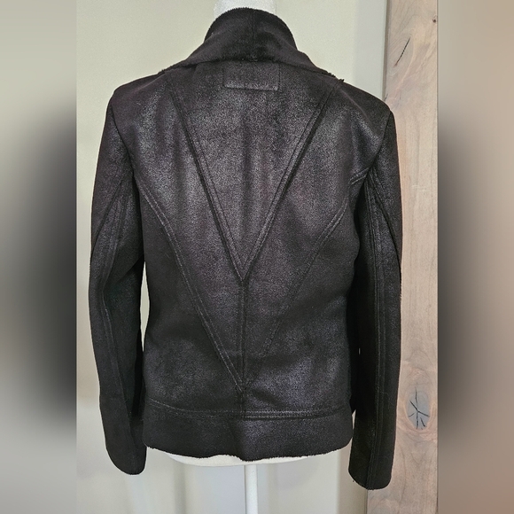 GUESS Los Angeles Faux suede/fur Black Open front jacket. Size small - Picture 2 of 11